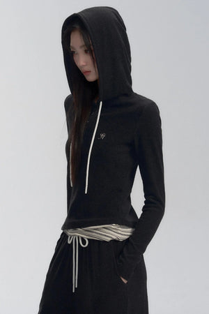 Mock Two-Piece Hooded Set-Up