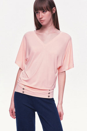 Modal Knit V-Neck Batwing Top