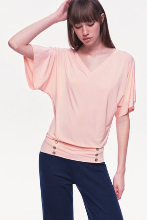 Modal Knit V-Neck Batwing Top