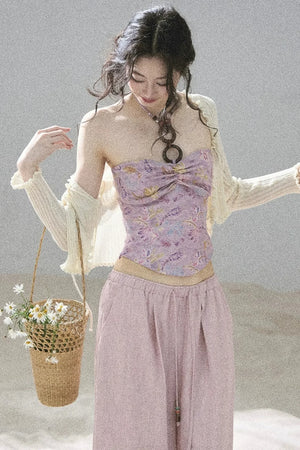 Monet's Water Lilies Embroidered Top