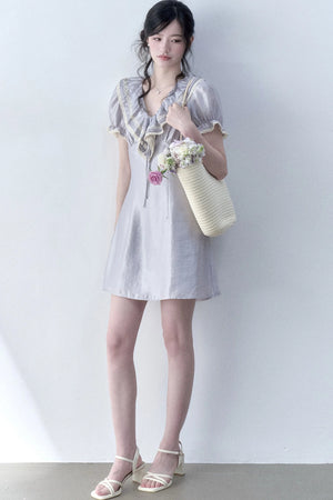 Moonlight Ruffled Puff Sleeve Dress