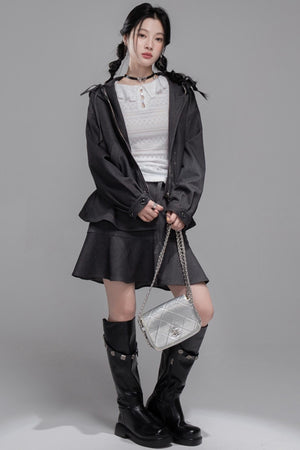Morning Gray Hooded Jacket & Skirt Set