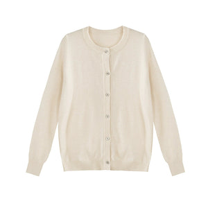 Multi Color Wool Crewneck Cardigan