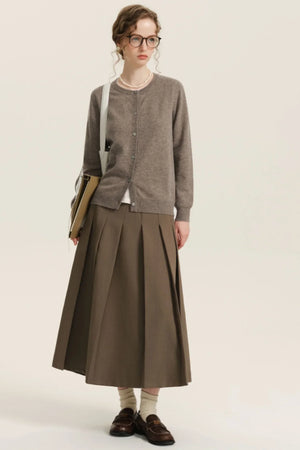 Multi Color Wool Crewneck Cardigan