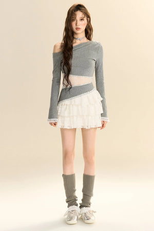 Multi-Layered Lace Ruffled Cake Skirt