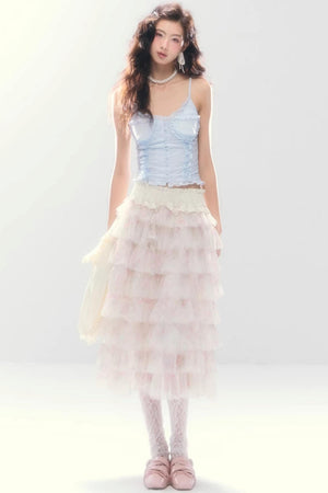 Multi-Layered Mesh Skirt
