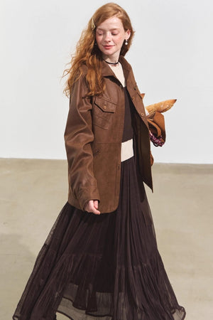 Multi-Pocket Casual Suede Jacket