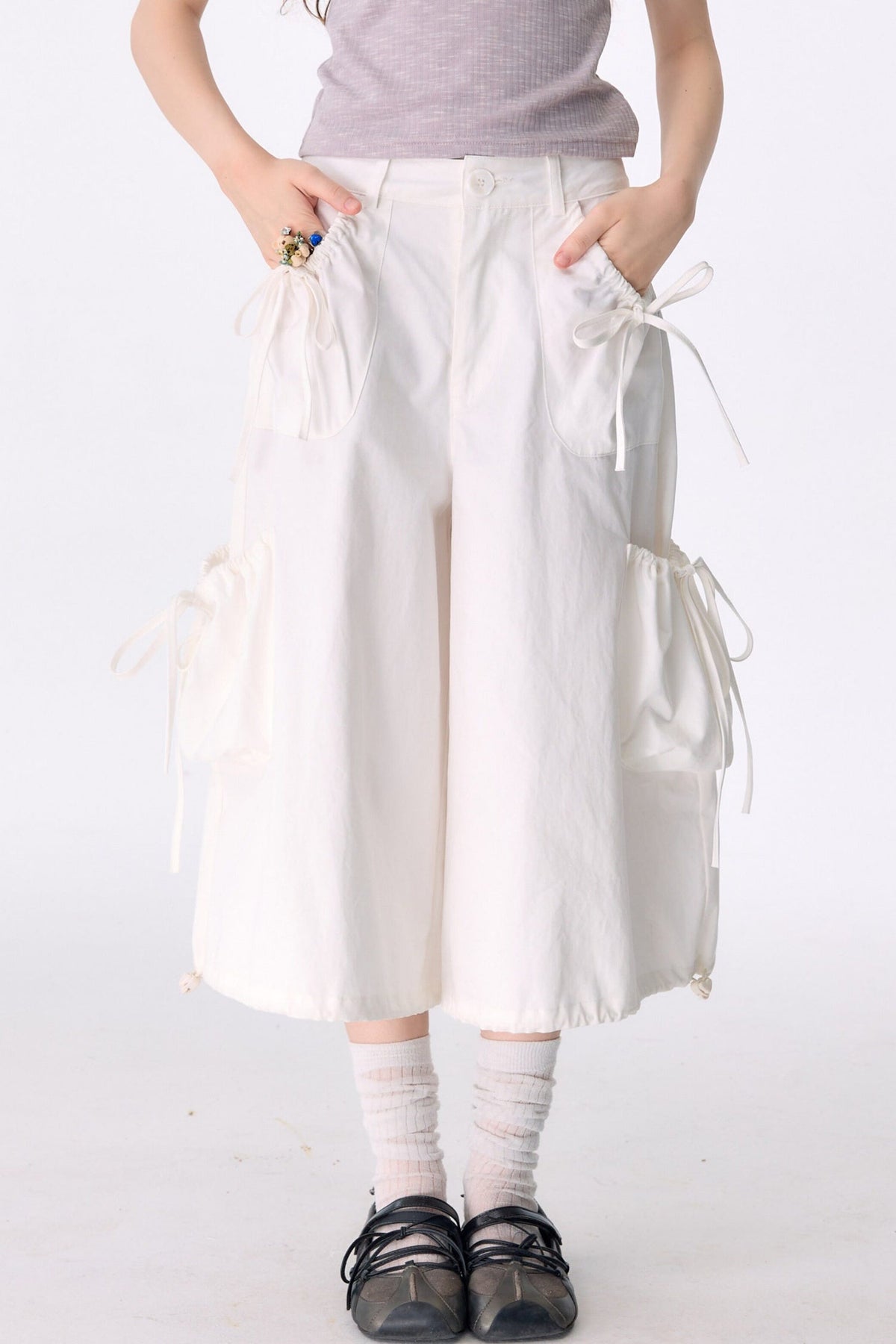 Multi-Pocket High-Waisted Wide-Leg Cargo Pants