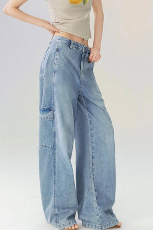 Multi-Pocket Wide-Leg Denim Jeans