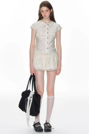 Nap Dot Mesh Culottes Set-Up
