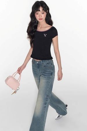 Nap Embroidery Short Sleeve T-Shirt