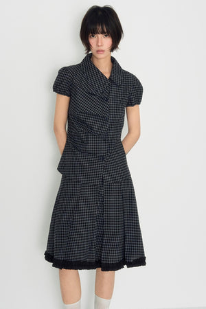 Nap Plaid Shirt & Pleated Skirt Set-Up