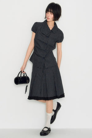 Nap Plaid Shirt & Pleated Skirt Set-Up