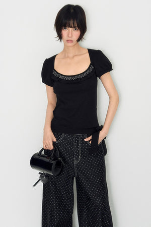 Nap Sweet Lace Tie Slim Top