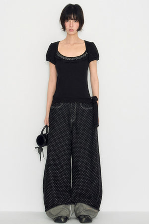 Nap Sweet Lace Tie Slim Top