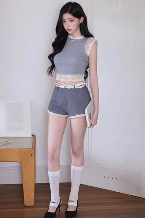 Narcissus Lace Sleeveless Vest Set-Up