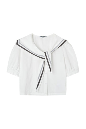 Nautical Sailor Collar Short Sleeve Shirt