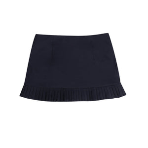 Navy Blue Pleated A-Line Suit Skirt