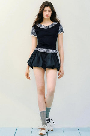 Navy Blue Pleated Skirt