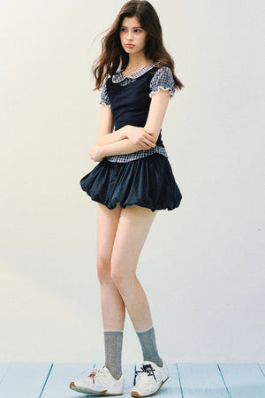Navy Blue Pleated Skirt