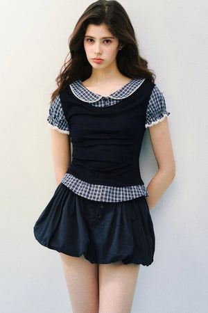 Navy Blue Pleated Skirt