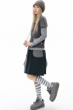Navy Blue Pocket Sweat Skirt