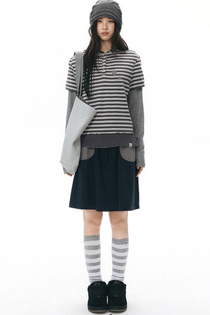 Navy Blue Pocket Sweat Skirt