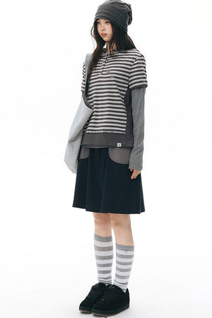 Navy Blue Pocket Sweat Skirt