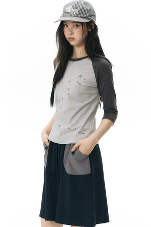 Navy Blue Pocket Sweat Skirt