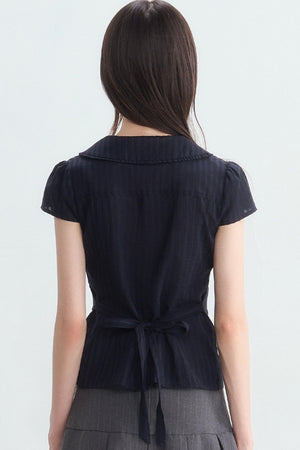 Navy Blue Vertical Stripe Shirt Set-Up