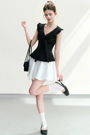 Navy Doll Collar Vest Set-Up