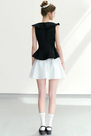 Navy Doll Collar Vest Set-Up
