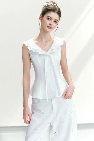 Navy Doll Collar Vest Set-Up
