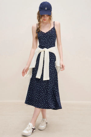 Navy Lace A-Line Dress