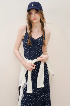 Navy Lace A-Line Dress