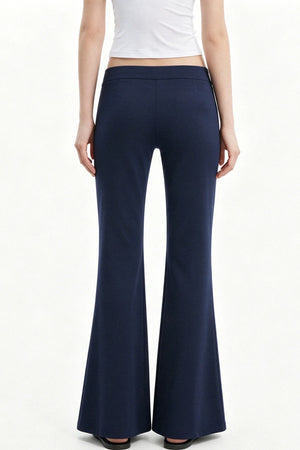 Navy Letter Print Flared Sweatpants