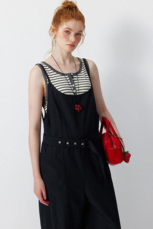 Navy Lyocell Wide Leg Jumpsuit