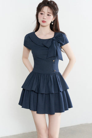 Navy Plaid Summer Dress