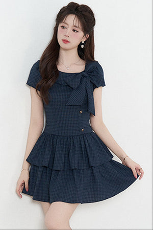 Navy Plaid Summer Dress
