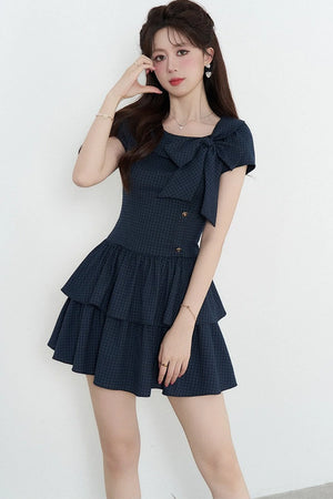Navy Plaid Summer Dress
