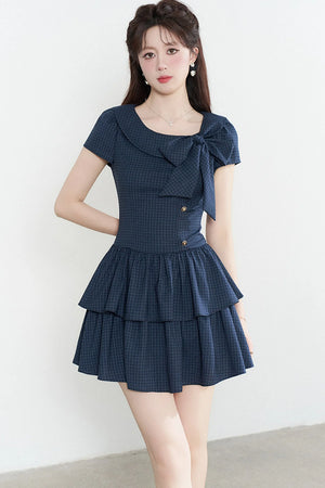 Navy Plaid Summer Dress