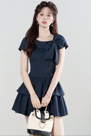 Navy Plaid Summer Dress