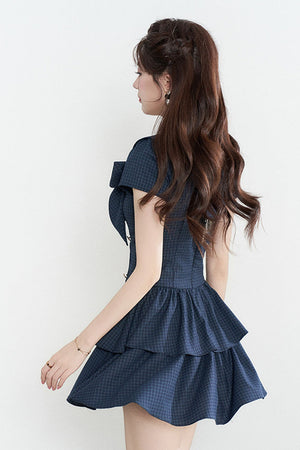 Navy Plaid Summer Dress
