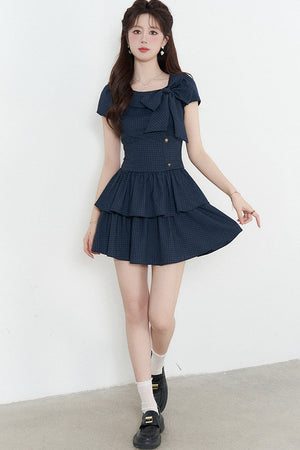 Navy Plaid Summer Dress