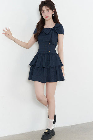 Navy Plaid Summer Dress