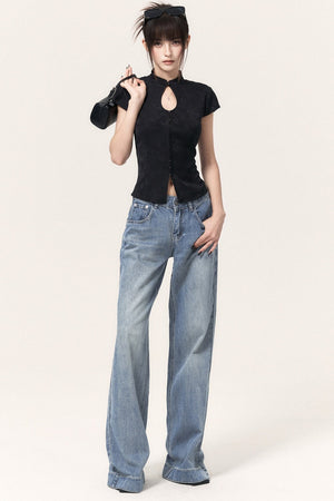 New Chinese Style Jacquard Top and Ruffle Skirt Set-Up