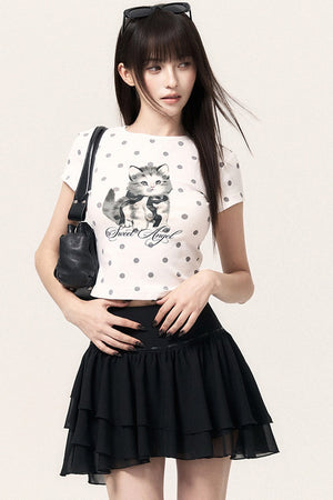 New Chinese Style Jacquard Top and Ruffle Skirt Set-Up