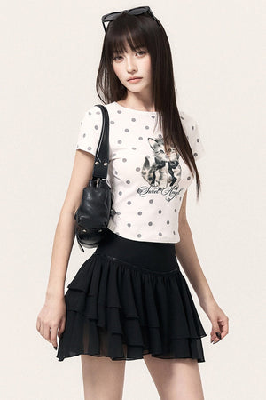 New Chinese Style Jacquard Top and Ruffle Skirt Set-Up