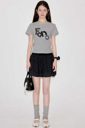 Niche Polka Dot Shoulder T-Shirt