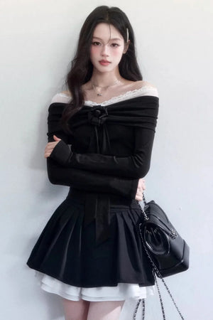 Nocturne Lace Off-Shoulder Top